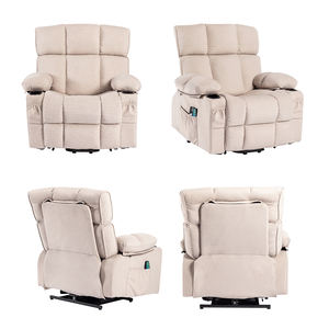 VANBOW Chaise électrique moderne en tissu crème avec <span class=keywords><strong>support</strong></span>-assis Lève-chaise électrique <span class=keywords><strong>inclinable</strong></span> à cadre en bois avec fonction <span class=keywords><strong>de</strong></span> massage extensible pour personnes âgées - Product Image 2