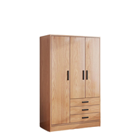 Armoire de chambre moderne et minimaliste en bois massif, double porte, tiroirs, gain de place, style panneau, pour petit appartement