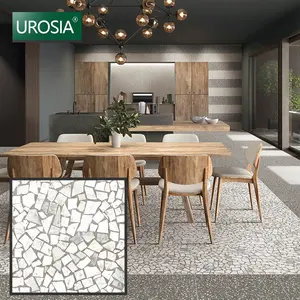Carreaux de sol en porcelaine terrazzo à l'aspect pierre naturelle rustique, finition mate, antidérapants, pour intérieur et extérieur, aspect brisé, 600*600 - Product Image 1