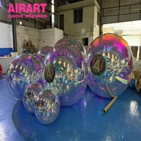 Boule miroir holographique gonflable colorée, sphère réfléchissante brillante hermétique avec logo personnalisé pour spectacle de carnaval et de festival
