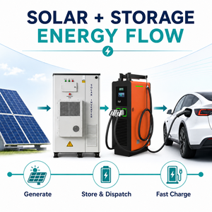 <span class=keywords><strong>Borne</strong></span> solaire <span class=keywords><strong>de</strong></span> <span class=keywords><strong>recharge</strong></span> rapide DC pour VE avec stockage batterie, 60/120/150 kW, pour usage commercial hors réseau - Product Image 2