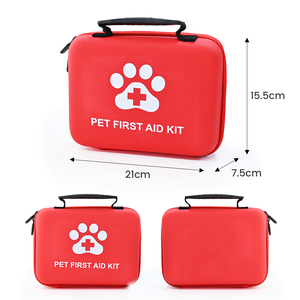 Trousse de premiers secours d'urgence portable grande capacité - ROUGE PU Imperméable pour soins des animaux de compagnie (chien/chat) Voyage en plein air et <span class=keywords><strong>camping</strong></span> - Product Image 5