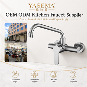 Grifo de Cocina de Pared <span class=keywords><strong>Huici</strong></span>, Diseño Moderno, Acero Inoxidable 304 Cepillado, Modelo 800, 2 Orificios, Mezclador de Agua, Válvula de Cerámica - Product Image 6