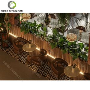 Comedor de lujo Diseño de interiores Personalizado en forma de C Mostrador de barra de madera Restaurante Muebles Set Suministro - Product Image 2