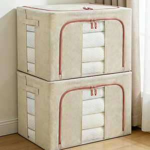 Clothing Organizer Fabric Storage <b>Box</b> Rectangle Waterproof Moisture Proof Foldable Wardrobe Dustproof Quilt Storage <b>Moving</b> - Product Image 2