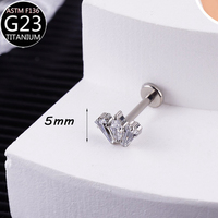 Piercing F136 con Varios Diseños de Zirconia, Piercing de Oreja Tipo Pin, Piercing de Labio, Joyería para Piercing Corporal, Pendientes con Forma de Flor