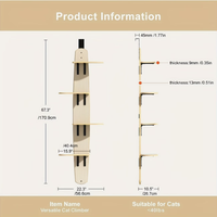 Arbre à chat suspendu à la porte à 4 niveaux, arbre à chat sur porte avec marches entièrement recouvertes de tapis, mobilier de repos et de grattage pour chats d'intérieur