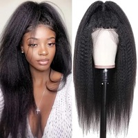 Perruques Afro Transparentes à Dentelle Frontale Style Européen et Américain, Naturelles et Volumineuses, Haute Densité, pour le Marché Africain (Vente en Gros)