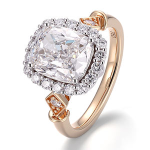 Bague en diamant de laboratoire taille coussin 3 carats DEF VVS, or jaune 18 carats massif, bijoux personnalisés pour mariage, fiançailles, cadeau pour femme - Product Image 1