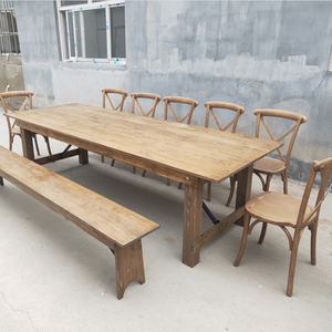 <span class=keywords><strong>Table</strong></span> et chaises pliantes pour événements <span class=keywords><strong>Table</strong></span> de ferme Chaise à dossier croisé empilable en bois Ensemble <span class=keywords><strong>table</strong></span> à manger - Product Image 1