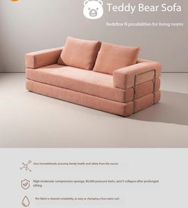 Canapé-lit compact Teddy pour petits espaces - Lavable, modulaire 2-en-1, idéal pour l'ameublement de la maison - Product Image 2