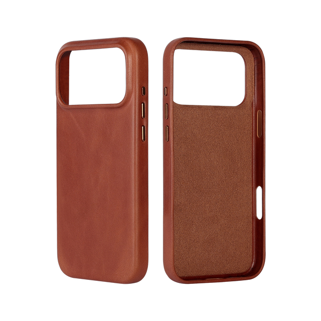 Premium Crazy Horse Pattern Genuine Leather Magnetic Phone Case for iPhone 17 Pro Max,Slim Luxury Real Leather Protective Cover