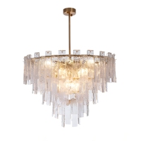 Lustre de plafond moderne de luxe en fer pour hall d'hôtel, hauteur réglable, pour salon, loft, escalier, lustre rond en verre