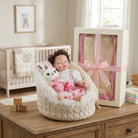 Boneka Bayi Reborn Vinyl Lembut 45 cm, Set Boneka Bayi Mirip Asli, Mainan Bayi Tidur