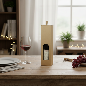 10pcs Smooth Avana Cardboard <b>Box</b> Case with UV Advantage 90x90H340mm 1 <b>Bottle</b> 750ml Oil Wine Featuring Window Handle Without Cord - Product Image 3