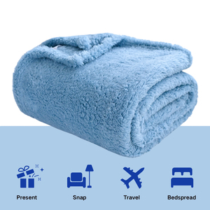 Manta de Felpa Suave Color Azul Cielo para Bebés y Niños, Decorativa y Cálida para la Cama - Product Image 3