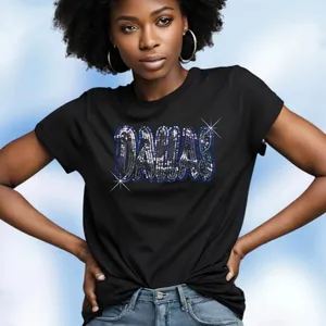 Benutzer definierte Bling Fußball mannschaft Cowboys Dallas Strass Transfer Designs Wärme übertragung Strass Motiv Für T-Shirts