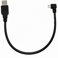 Schwarzes Abgeschirmtes USB 2.0 Daten- und Ladekabel mit 90-Grad-Winkel Micro-USB-Stecker