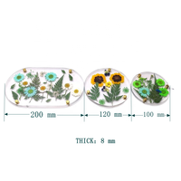 Sous-verre décoratif en acrylique pour tasses à fleurs pressées, sous-verre rond en cristal transparent pour boissons