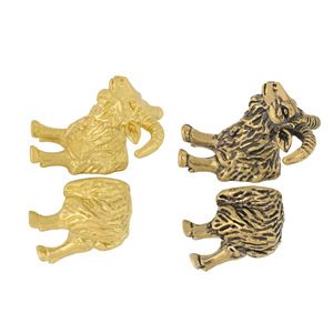 Poignée de porte en laiton créative tête de mouton et queue de mouton signifiant un début et une fin, poignée de tiroir. - Product Image 5