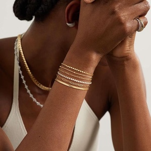 Pulsera Impermeable con Dijes, Chapada en Oro de 18K, Joyería de Moda, Cadena de Eslabones Tipo Clip Apilable, Pulsera de Acero Inoxidable para Mujer - Product Image 3