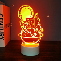 Veilleuse 3D Astronaute lisant un livre, panneau acrylique, base ABS, LED multicolore pour chambre d'adolescent