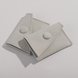 FANXI High Level Luxury Grey Microfiber Jewelry Pouch for <b>Ring</b> Necklace Pendant Chain <b>Storage</b> with Custom logo - Product Image 2