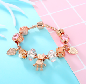 Nueva llegada <span class=keywords><strong>de</strong></span> diseño exquisito <span class=keywords><strong>cristal</strong></span> <span class=keywords><strong>austriaco</strong></span> <span class=keywords><strong>pulseras</strong></span> <span class=keywords><strong>de</strong></span> perlas <span class=keywords><strong>de</strong></span> las mujeres <span class=keywords><strong>pulseras</strong></span> del encanto del corazón oro rosa - Product Image 2