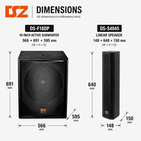 Subwoofer actif DSZ 1300W de 15 pouces, haut-parleur colonne en contreplaqué de bouleau 3x6 pouces pour auditoriums, hôtels, théâtres et salles de concert