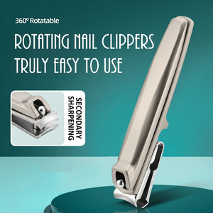 Coupe-ongles en acier inoxydable, coupe-ongles incurvé de sécurité avec lime intégrée, poignée ergonomique pour ongles des doigts et des orteils - Product Image 2