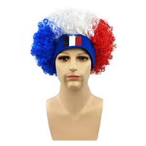 Logo personnalisé 2026 Coupe du Monde de Football Fan de Football Bandeau Perruque Afro Perruque Chapeau avec Drapeau National Imprimé Cheerleading Party Perruque - Product Image 4