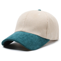 Gorra de Béisbol Curva de 6 Paneles Personalizada JX, Estilo Retro, Color Doble Tono, Pana, Protección Solar para Exteriores, Versión Lisa Disponible
