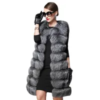 冬の新作レディースジャケット暖かいレジャーキツネヘアラウンドカラーロングチョッキ大サイズのウールの毛皮を販売