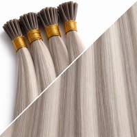 Extensions de cheveux naturels pré-collées en I-Tip pour salons, double épaisseur, cuticules intactes, sans nœuds, mèches Remy.