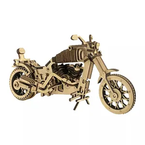 Juego familiar para niños, juguetes educativos, regalos creativos, modelo de motocicleta mecánica, rompecabezas 3D de madera