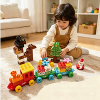 Ensemble de train de Noël pour enfants - Kit de construction de grands blocs éducatifs scientifiques à faire soi-même
