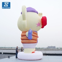 Modèle d'éléphant gonflable géant personnalisé avec lunettes pour événements commerciaux en plein air, décoration publicitaire pour centre commercial