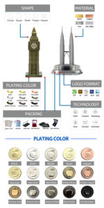 Modèle <span class=keywords><strong>de</strong></span> bâtiment miniature en métal 3D personnalisé Burj Khalifa Tower Gravé Souvenir touristique Décoration artisanale en métal - Product Image 6