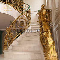 Balustrades d'escalier en aluminium et laiton de luxe européennes pour villas |   Styles, couleurs et tailles sur mesure, résistant à la rouille, garantie 1 an, pour sols