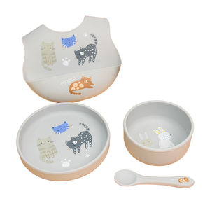 Manufacturer Wholesale Baby Feeding Set Hot Sale Modern <b>Silicone</b> Bowl Spoon <b>Bib</b> Customized Disposable Plate Bowl Set - Product Image 2