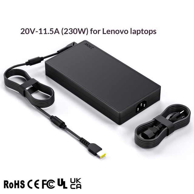 Compatible with 20V 115A Power Adapter for Legion Laptops-230W Square-Shaped Port High-Power Fast Charging Brand Non-Original