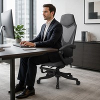 Silla de Oficina Reclinable con Respaldo Alto, Reposapiés Ergonómico, Silla de Computadora de Malla, Reposacabezas Ajustable, Silla de Oficina Giratoria