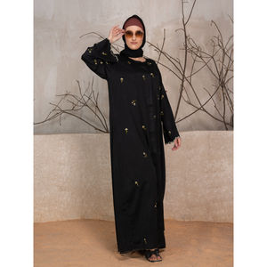 Vêtements pour femmes, best-seller, robe musulmane Abaya en polyester brodé, hijab, kimono, robe de mariage, Eid, manches longues, ample, style arabe, Dubaï - Product Image 1