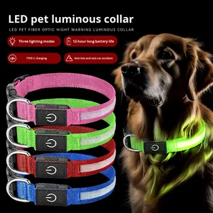 <span class=keywords><strong>Collar</strong></span> Luminoso <span class=keywords><strong>LED</strong></span> Recargable por USB para Perros, de Malla de Nailon, Venta al por Mayor, para Todas las Estaciones - Product Image 4