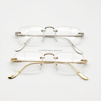 Lunettes optiques sans monture carrées en métal cuivre Taizhou RD-OS02, lunettes correctrices unisexes, lunettes de lecture flexibles, vente en gros