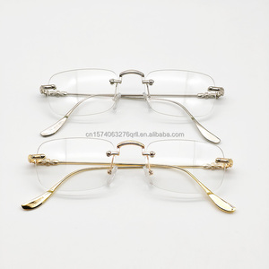 Lunettes optiques sans monture carrées en métal cuivre Taizhou RD-OS02, lunettes correctrices unisexes, lunettes de lecture flexibles, vente en gros - Product Image 6