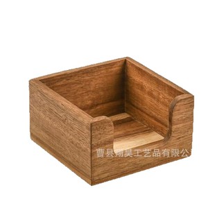 <b>Wooden</b> Memo Box With Pen Holder Square <b>Desk</b> Organizer For Notes And Pens - Product Image 5