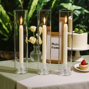 Portacandele in Vetro per Matrimoni e Natale, Cilindrico, 12 Pollici, con Camino in Vetro - Product Image 2