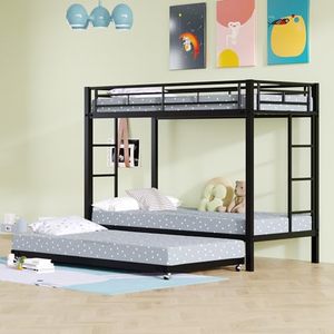 <span class=keywords><strong>Lit</strong></span> superposé moderne 140x200cm & 90x200cm en métal avec 2 tiroirs de rangement noir (sans matelas) pour salon et hôtel - Product Image 4