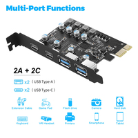 Carte d'extension PCIE USB 3.0 Type C 5 Gbps, adaptateur convertisseur PCI-E vers USB3.0 Type-C HUB 4 ports, USB3.2 GEN 1 USB a + USB C